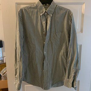 J Crew Men's Gingham Oxford Button-Up – Green & White - Medium